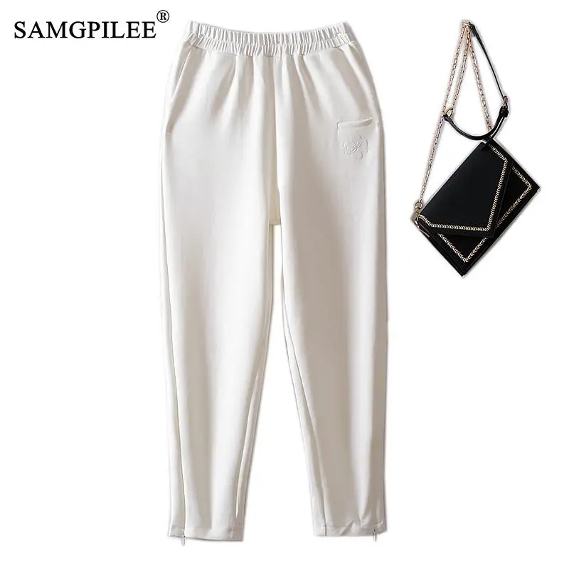 Женские хлопковые шаровары с вышивкой в виде сердца на молнии