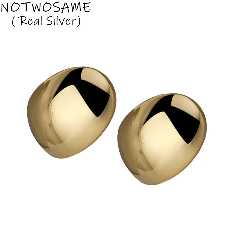 

NOTWOSAME Minimalist Egg Shaped Sparkly Mirror Silver Studs Earrings for Women Creative Cool Girls Evening Dress Jewelry Brincos