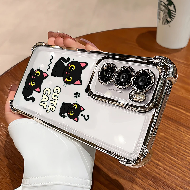 Пылезащитный чехол для телефона OPPO Realme C100i C85 Pro C75 C71 C65 C55 C53 C35 C33, прозрачный силиконовый чехол с изображением черного кота. (art.: 3920dd39b4159) - 3920dd39b4159