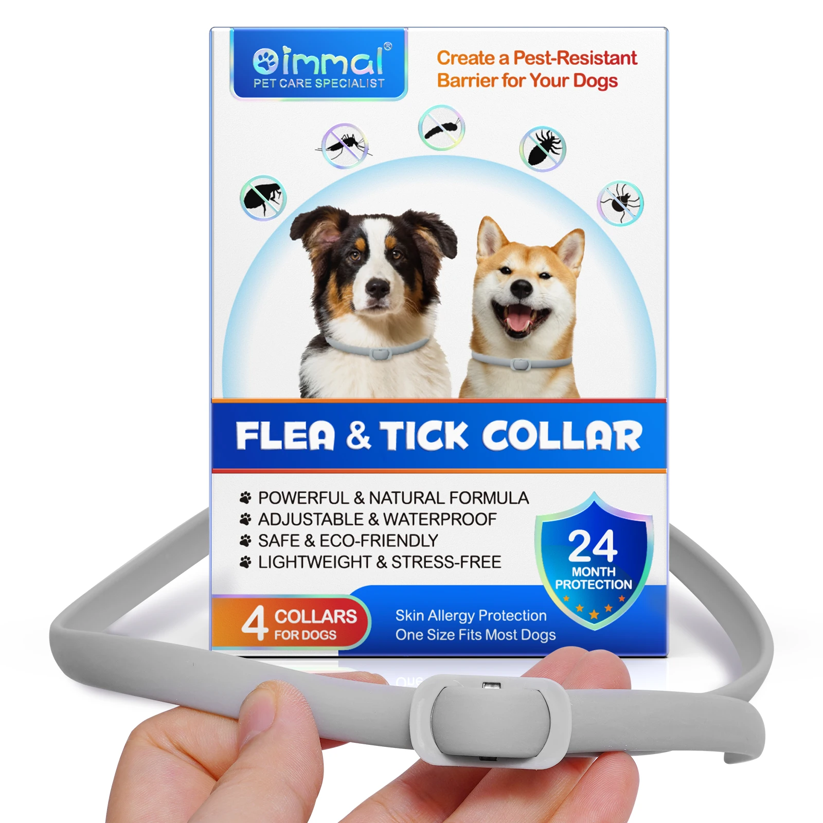 

12Pc/3Pack Pet Flea And Tick Collar For Dogs Cats-Skin Allergy Protection One Size Fits Most Dogs