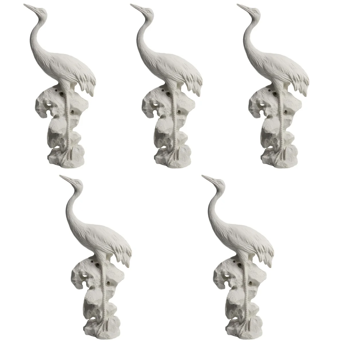 

5pcs Lovely Resin Crane Statue Ornament Crane Decor Home Decor Bonsai Adornment
