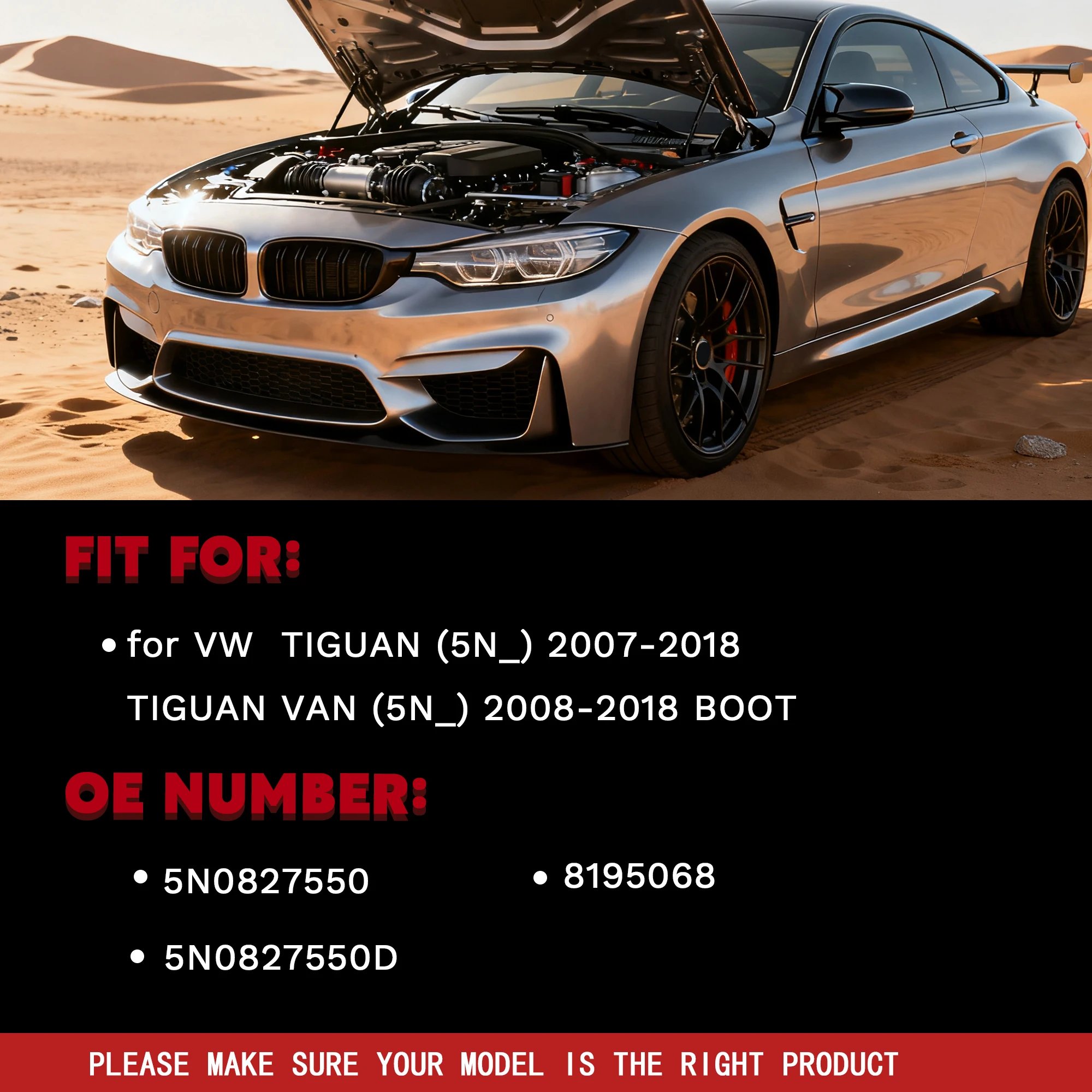 Фото 2 шт. газовые пружины для VW Tiguan 5N 2007-2018, амортизаторы багажника 5N0827550D №3