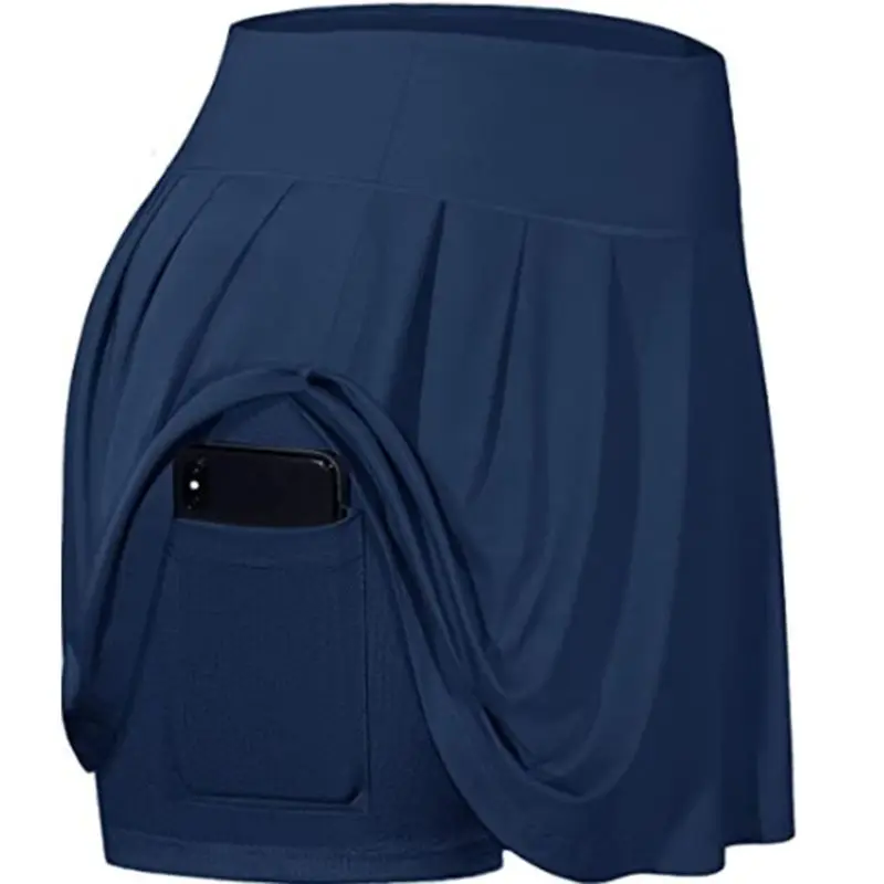 Юбка-шорты женская 2 в 1 со складками с высокой талией и внутренними карманами |