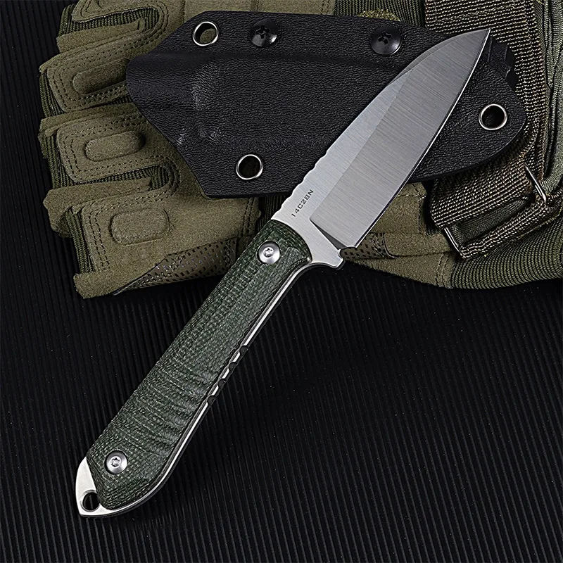 Охотничий нож 14C2 8N с льняной ручкой