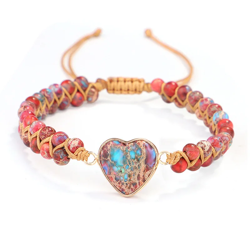 

Bohemian Handmade Beads Bracelet For Women Summer Colorful Heart-Shaped Beaded Chain Bangle Girls Boho Jewelry Accessories