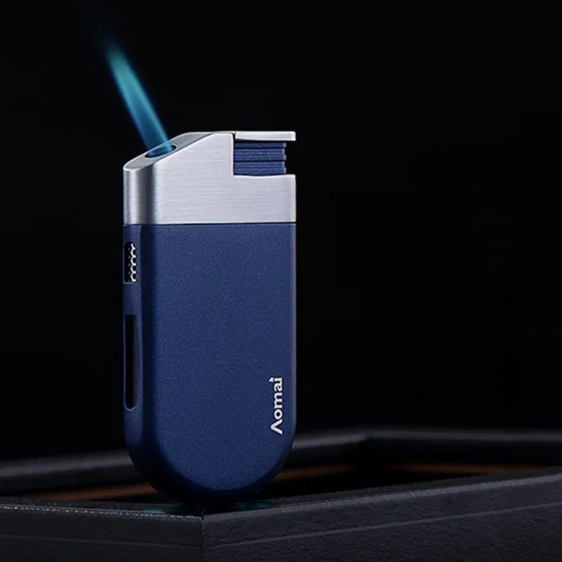 Креативная ультратонкая наклонная пожарная надувная зажигалка с синим пламенем