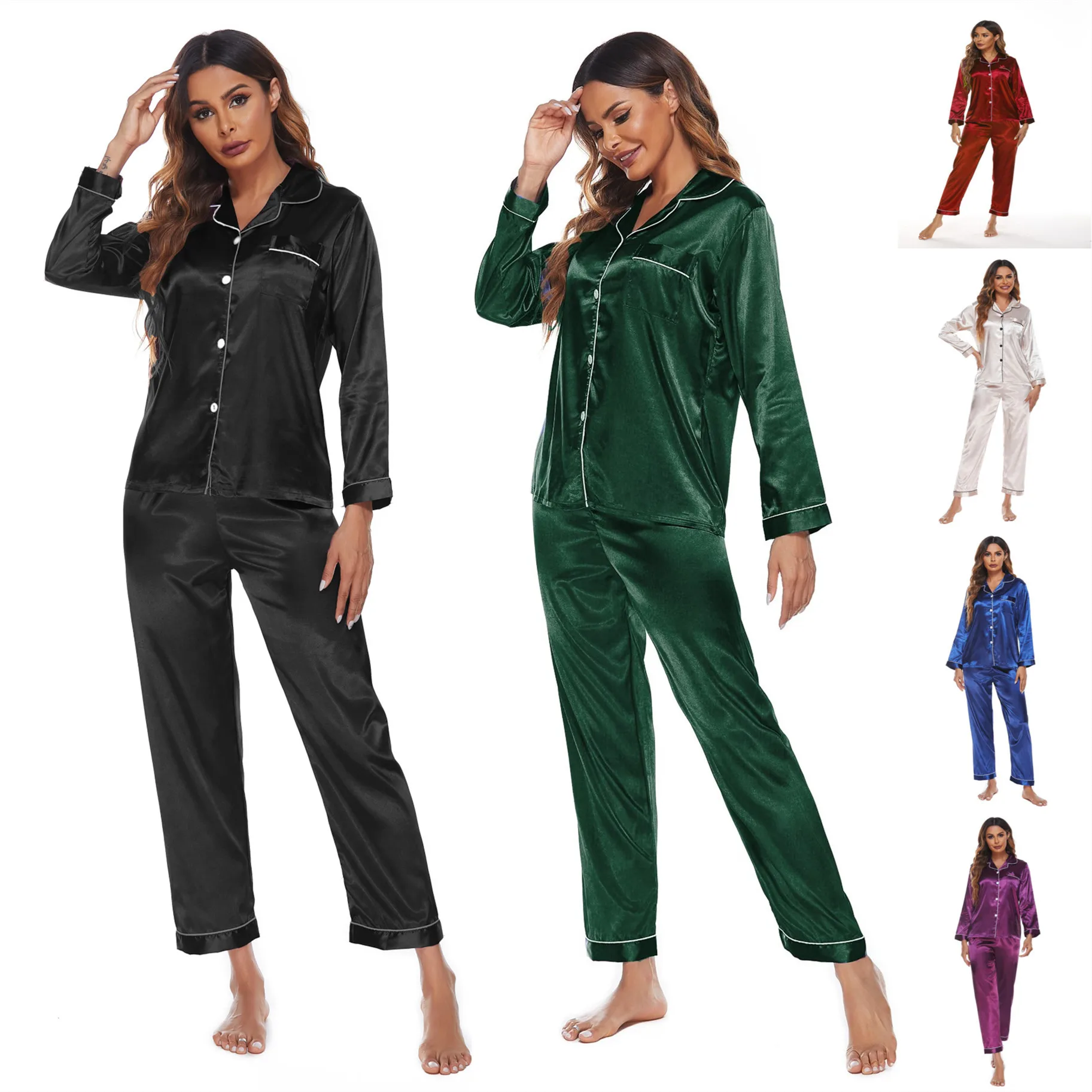 Europe Winter Spring Autumn Women Sleepwear Long Sleeves Long Pants Luxury comfortable Pajamas For Girls Ladies