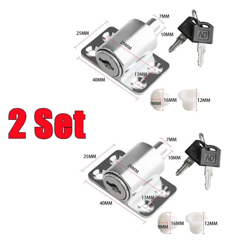 

Новые 2/1 комплект замков для раздвижных дверей и окон с 2 ключами, защита для безопасности детей, противоугонный дверной оконный замок, набор фиксаторов