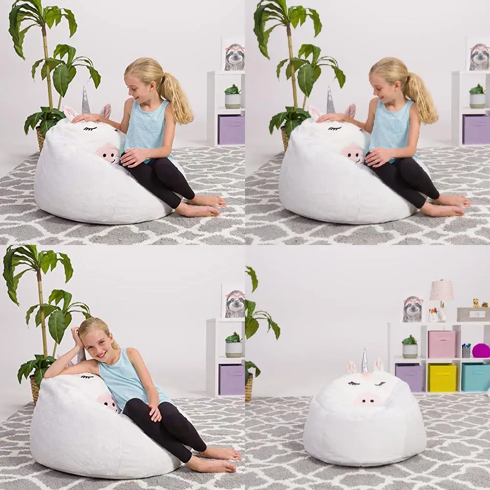 

Стильный, удобный белый стул-мешок из пены с эффектом памяти длиной 2,5 футов для детей с мягким покрытием, идеальное решение для сидения свер...