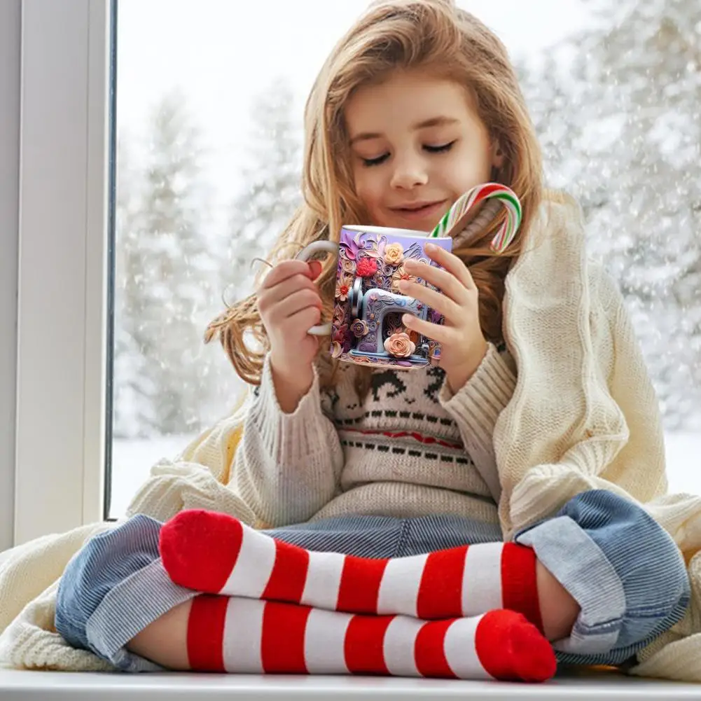 

Ceramic Coffee Mug Unique 3d Sewing Painted Mug Space Design Microwave-safe Handle Multi-purpose Gift Supplies for Loved Ones