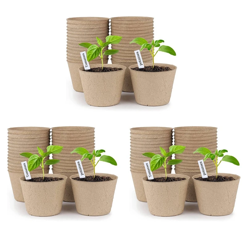 

Peat Pots, 90 Pcs 3 Inch Seed Starting Pots Round Nursery Pot, Biodegradable Plants Pots With Bonus 60 Plant Labels