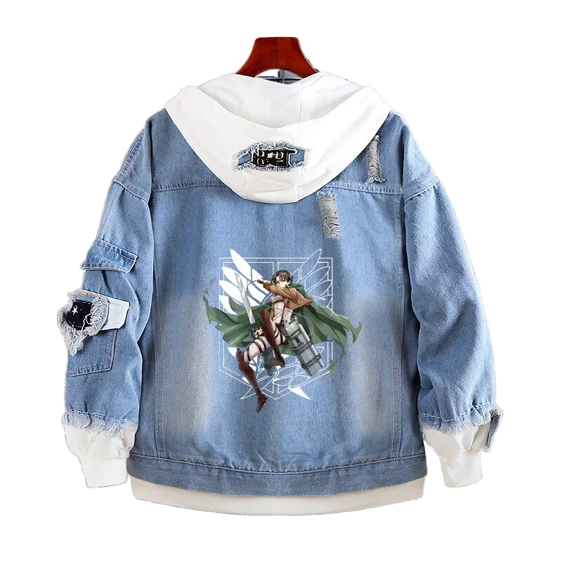 Атака Титанов Хэллоуин Косплей Аниме Игра Двумерный Джинсовый Свитер Джинсовая