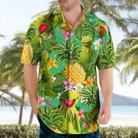 2022 summer 3d anime harajuku shirt fashion casual beach hawaiian short sleeve oversized streetwear 5xl