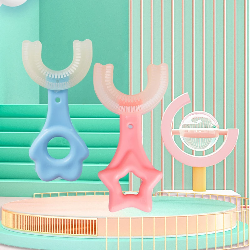 

3Pcs Baby Toothbrushes Children U-shaped Teeth Brush Teether Kids Soft Silicone Teeth Cleaning Brushes Infant Oral Care Cleaning