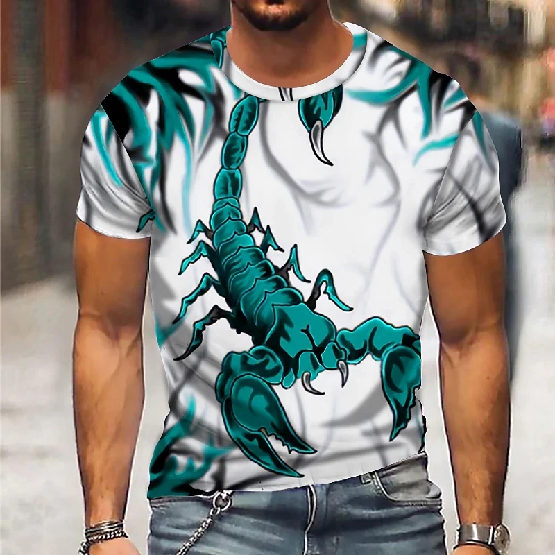 2023 3d Scorpion Print T Shirt for Men Horror Men's T-shirt Casual Fashion O-neck Short Sleeve Vintage Personality Tops Clothes