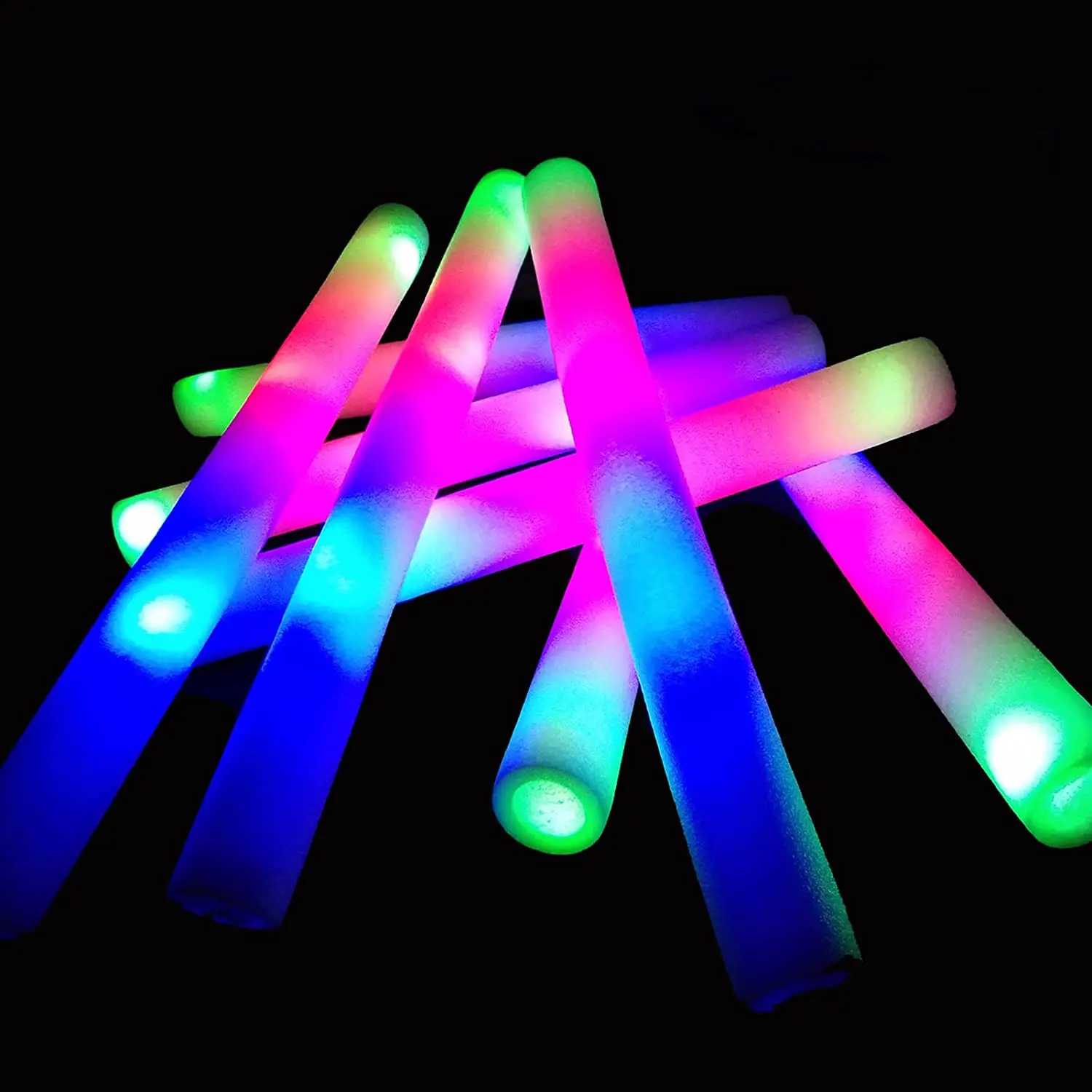 

5Pcs Led Foam Stick Bar Glow In The Dark Light-Up Foam Sticks LED Soft Batons Rave Glow Wands Flashing Tube Concert for Party