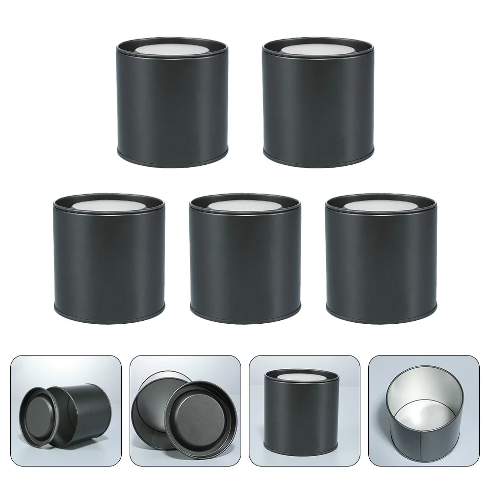 

5pcs Practical Tinplate Tea Leaf Boxes Reliable Tea Storage Containers (Black)