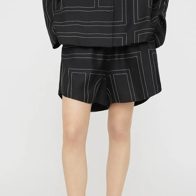 Totem* Women's Shorts Summer Fashion Casual Embroidery Elastic Waist Short Pants High Waist Loose Fitting Shorts Harajuku Yoga