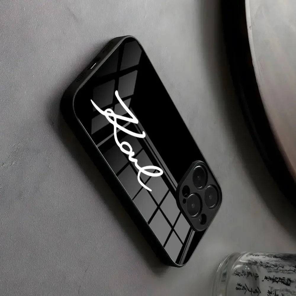 Phone Case For iPhone 16 15 14 13 12 Mini 11 Pro XS Max 8 7 Plus Glass Soft K-Karls Silicone Frame Back L-Lagerfelds Cover