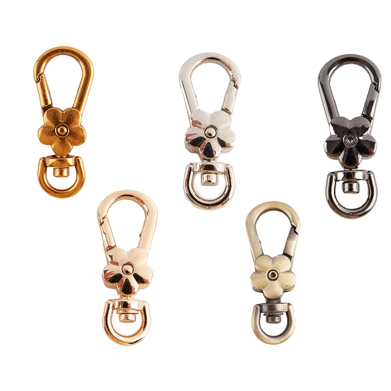 

1pc Handbags Clasps Handle Flower Lobster Metal Clasps Swivel Trigger Clips Snap Hooks Bag Key Rings Keychains Bag Accessories