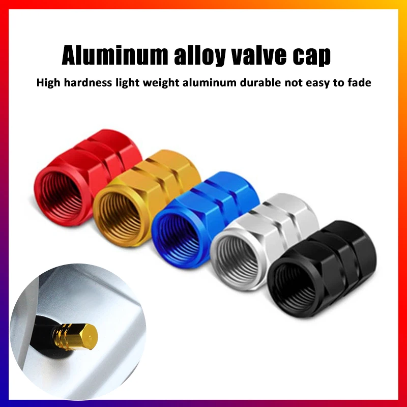 

Aluminum 4PCS Alloy Car Tire Valve Caps Hex Tyre Valve Stem Cover Air Dust Caps Tire Valve Truck Bike Wheel Rim Valve Stem Caps