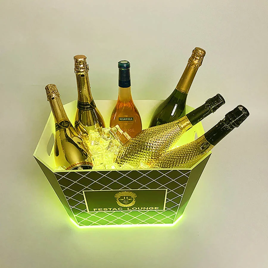 Подгоняемое искусственное ведро для льда освещение шампанского напитков