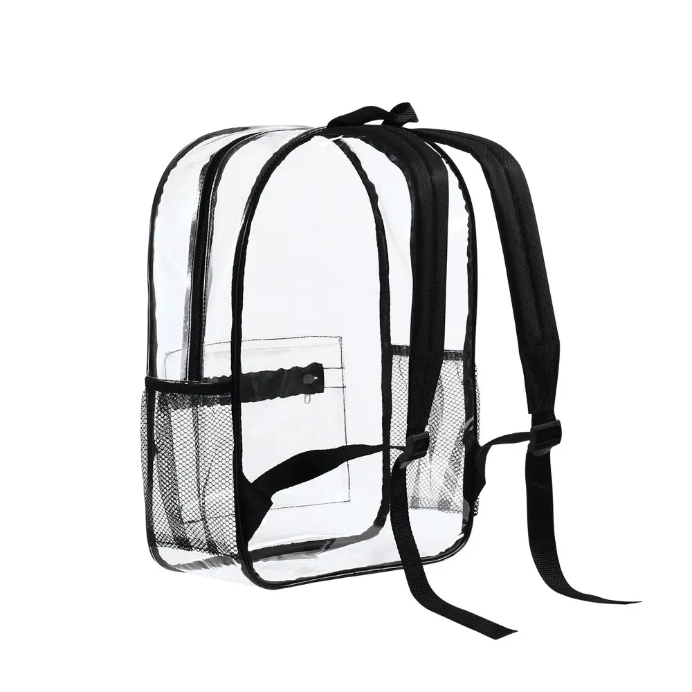 Heavy Duty Clear Transparent Backpack See Through Book-bag with Multi-color Choices for School, Sports, Stadium and So On.