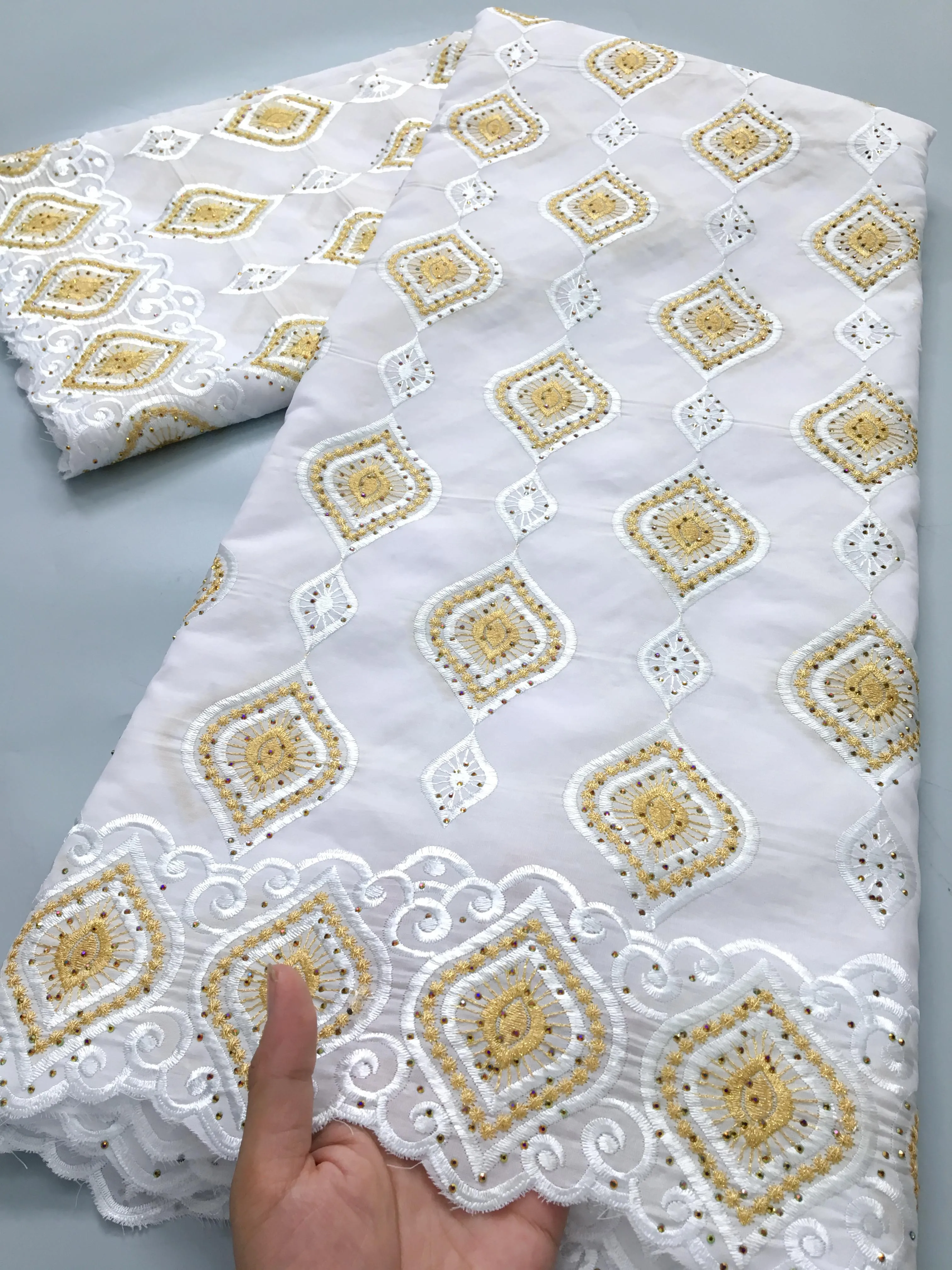 Женская ткань нигерийская Высококачественная африканская вышитая с камнями