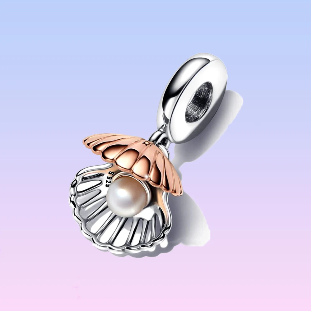 Pandora Sea Shell and Treated Freshwater Cultured Pearl Charm Pendant, 2023 Silver, Fit Original Bracelet, DIY for Women Gift, New, 925