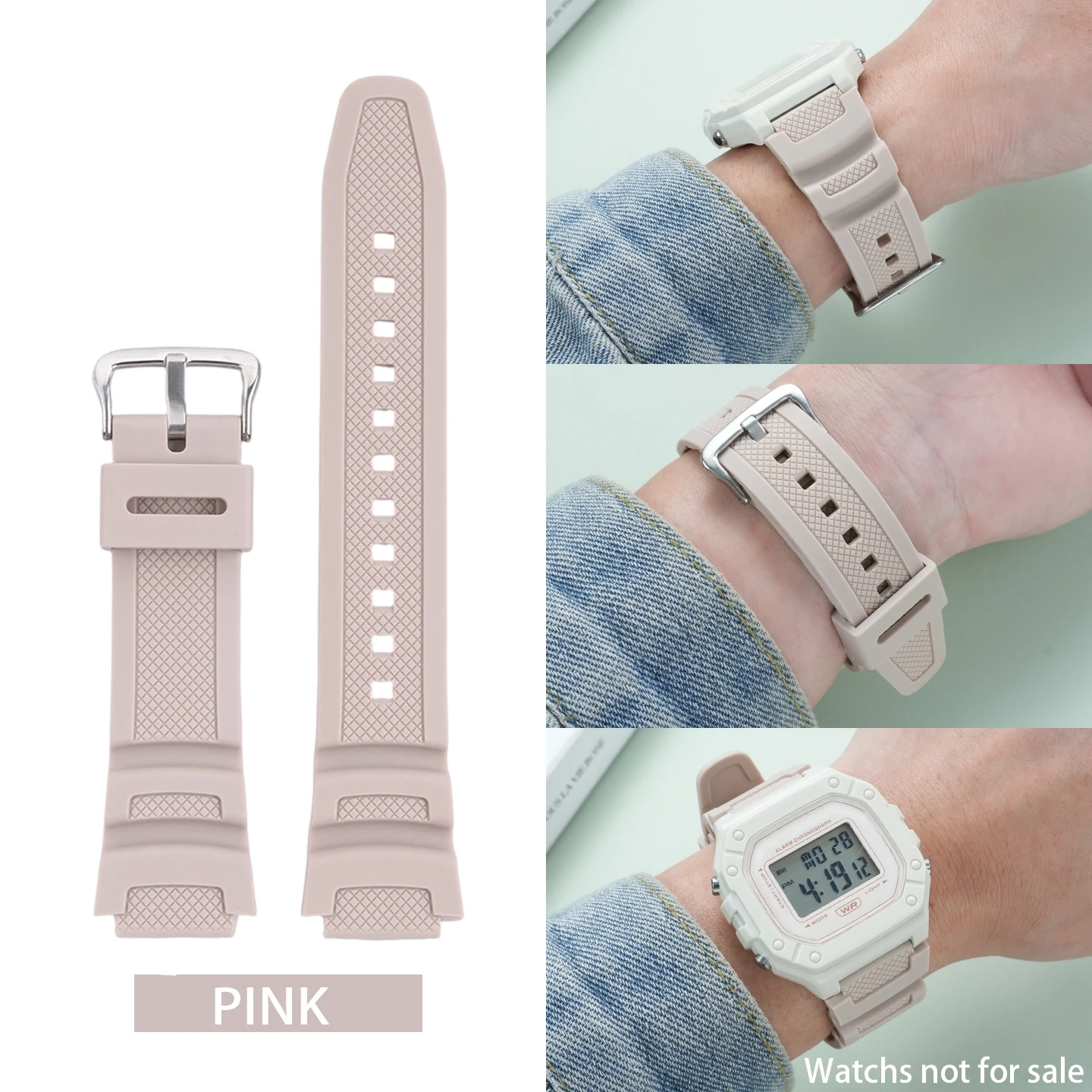 Фото Ремешок для часов Casio 18 мм W-218H/219H SGW300/400 A158/168 F-108WH WH-215/W-215, модифицированный, спортивный, водонепроницаемый, сменный №5