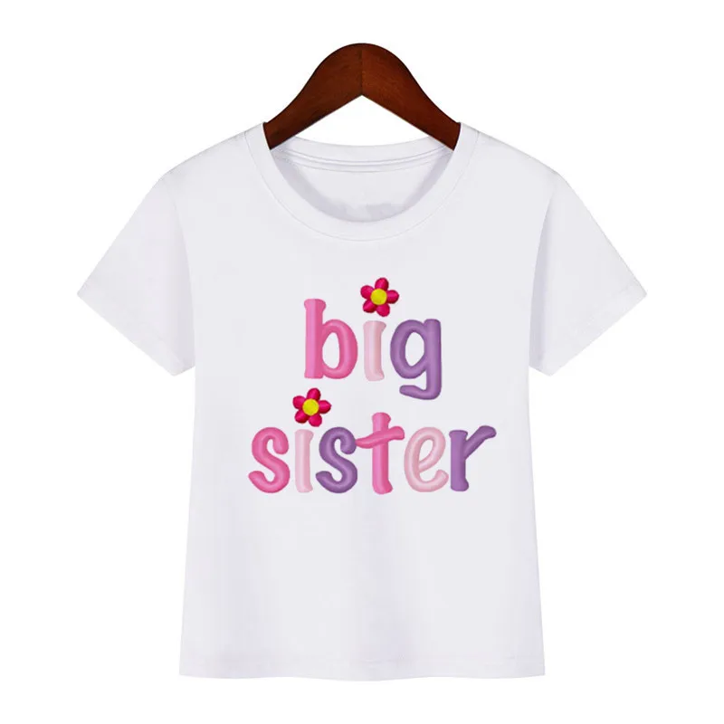 

Big Sister Little Sister Matching Outfit T Shirt Summer Fashion T-shirt Children Short Sleeves White Tee Kids Top Girls Clothes