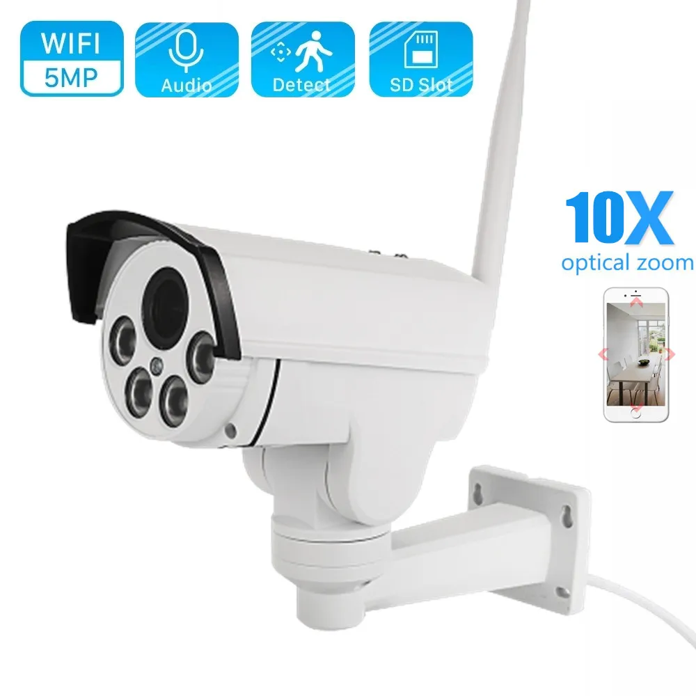 

5MP IP Camera WiFi Video Surveillance Security Camera Outdoor CCTV Wireless 1080P 5X 10X Optical Zoom Motion Detection Audio P2P