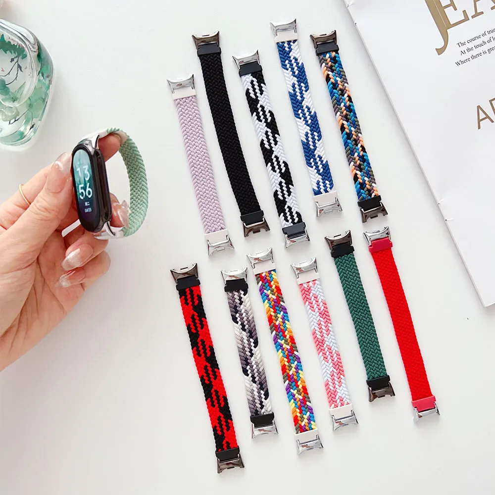 

Ремешок нейлоновый для смарт-часов Xiaomi Mi Band 8, мягкий эластичный браслет с металлической пряжкой, аксессуары для наручных часов
