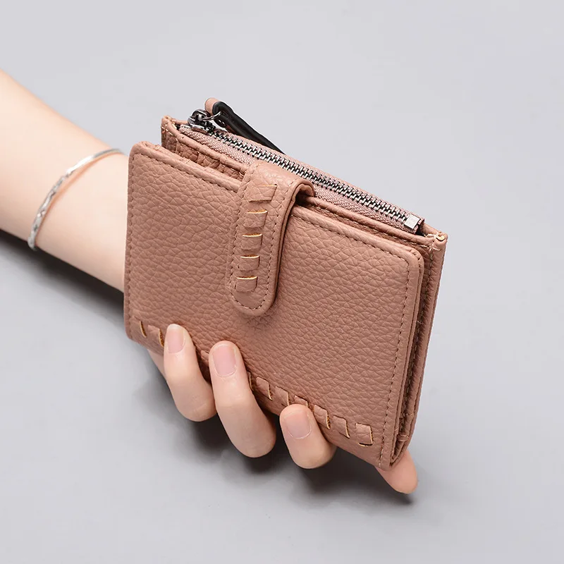 2022 New Small Women Wallet PU Leather Bifold Purse with ID Window Women Card Holder High Quality Zipper Coin Purse Wallet