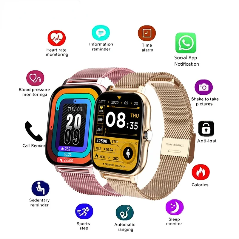 

CT2 Smart Watch 1.69 inch Screen Bluetooth-compatible Call Blood Oxygen IP67 Waterproof Watches For Android IOS