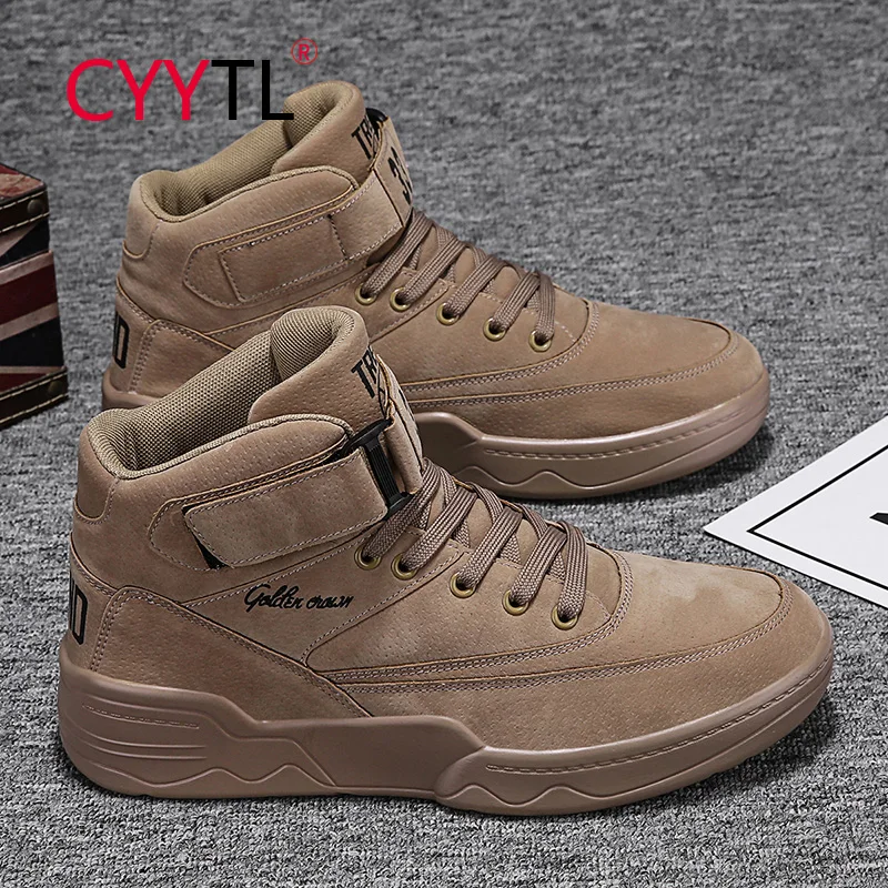 

Кеды CYYTL мужские высокие, модные замшевые уличные кроссовки на платформе, повседневные прогулочные ботильоны для скейтборда, прогулок, с пр...