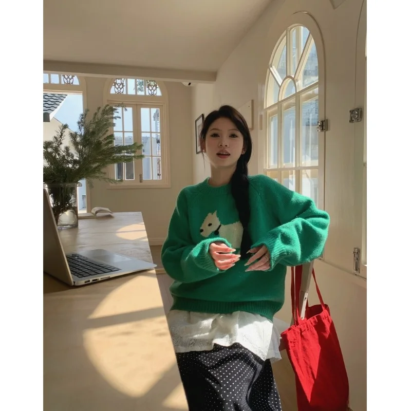 Милый возрастной модный комплект женский зимний свитер 2024 новый для щенков