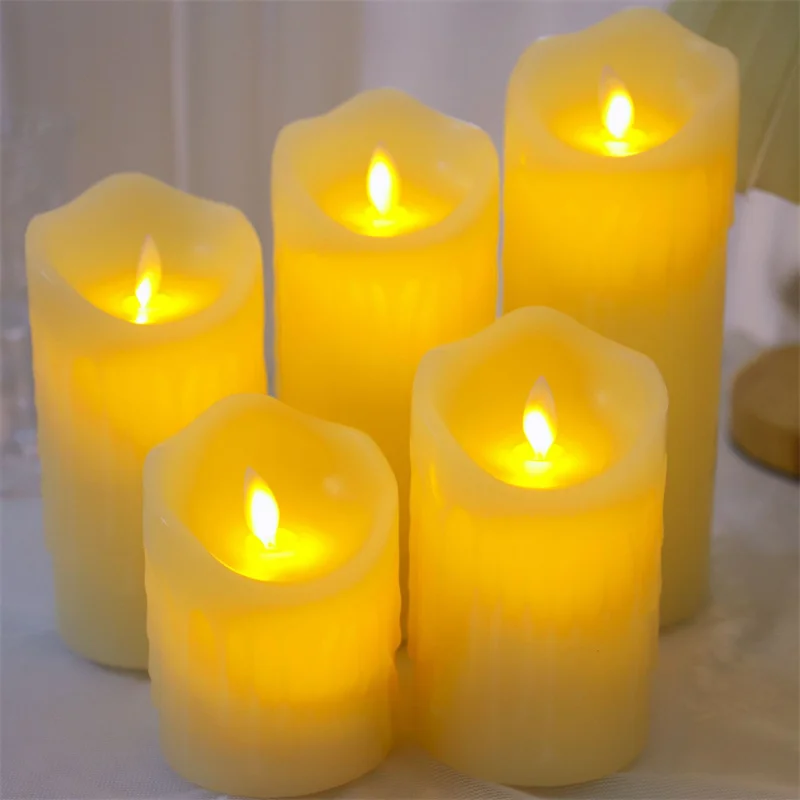

LED Flameless Candle Lights Pillar New Year Candles Battery Powered Led Tea Lights Easter Candle Home Decoration Accessories