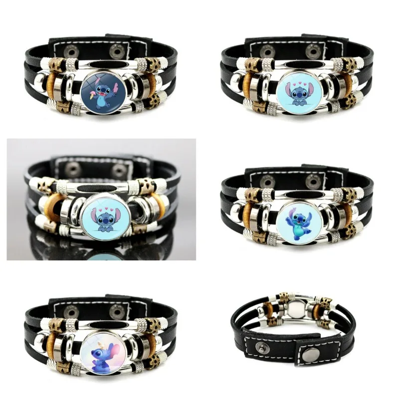 

Disney Bracelet Cartoon Lilo & Stitch Anime Action Cartoon Figure Stitch Leather Wristband Girls Bracelet Jewelry Gift Toys
