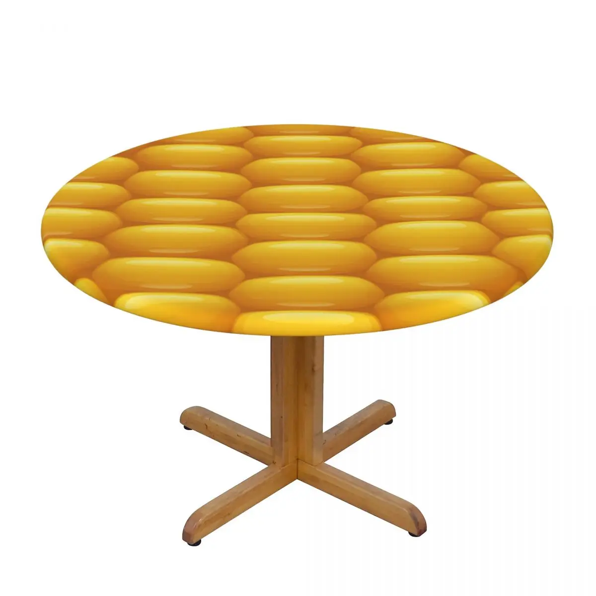 

1Pc Waterproof Tablecloths Round Elastic Tablecloth Corn Pattern Table Cloth Cover Coffee Table Pad