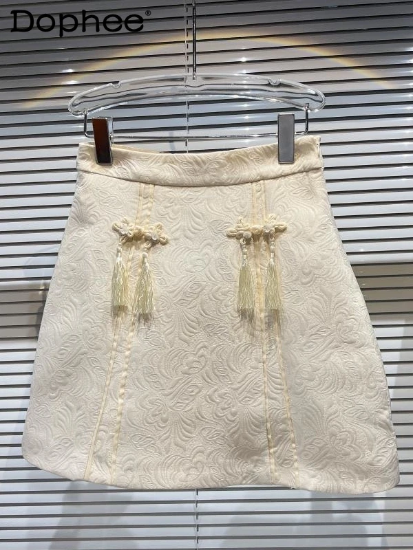 

Women Vintgae Print Above Knee Mini Skirt New Style High Waist Fashion Temperament Autumn Summer 2022