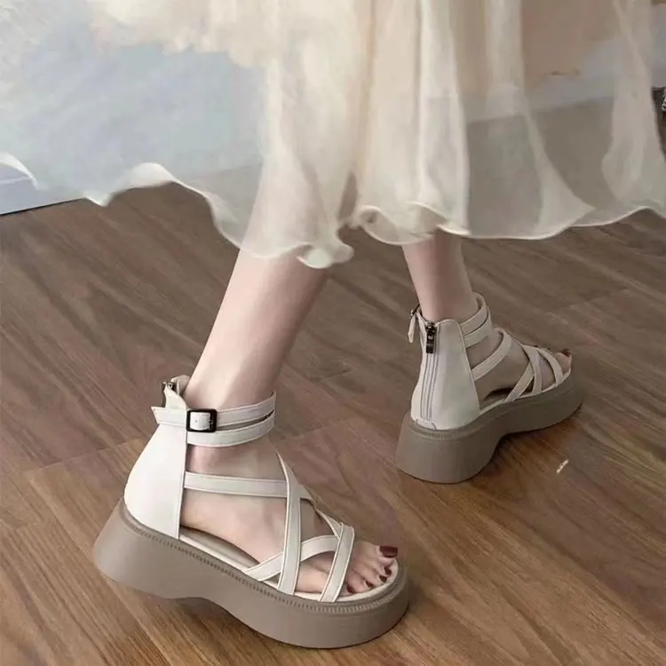 Высокие римские женские сандалии универсальная платформа и юбка женская модная