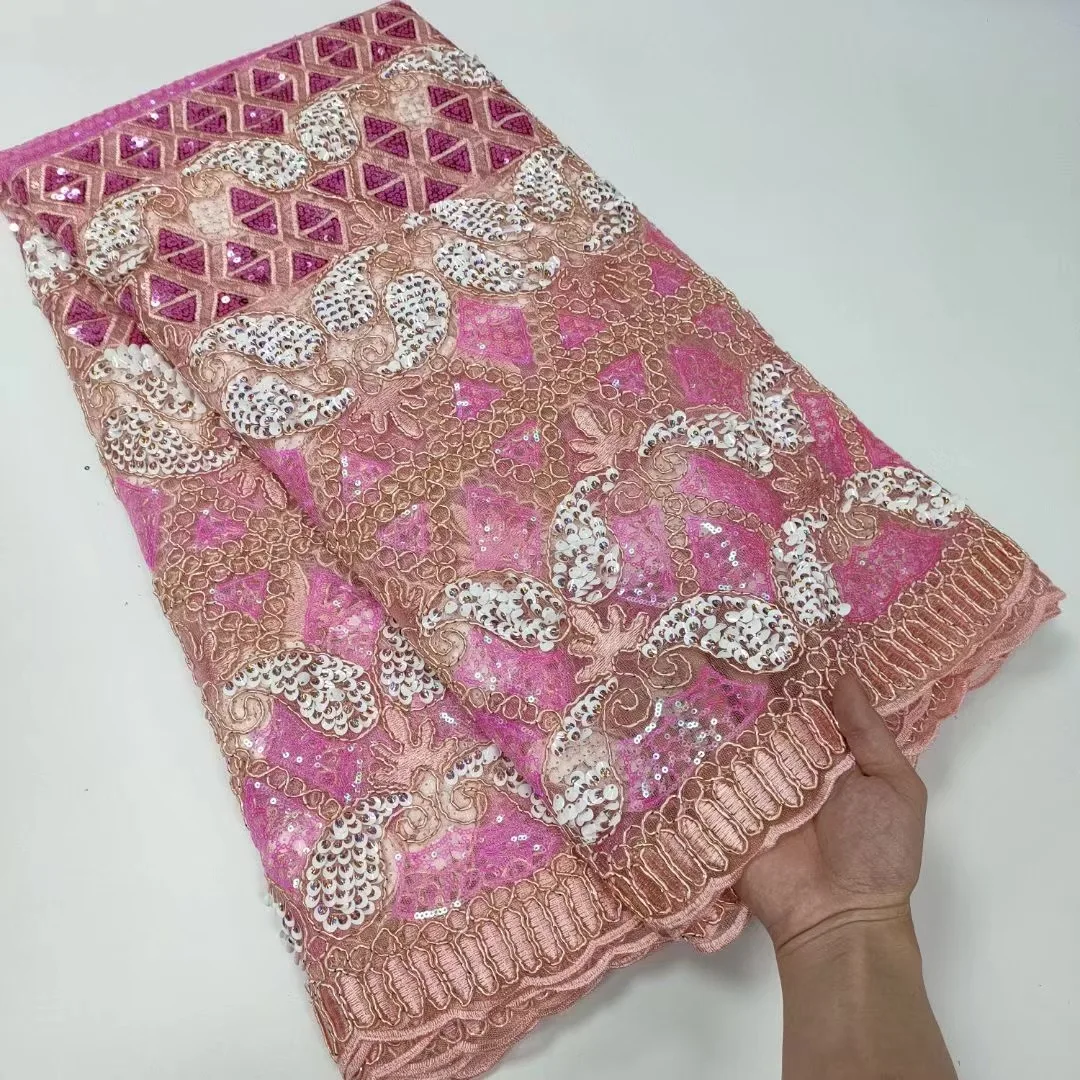 Роскошная многоцветная африканская кружевная ткань с блестками