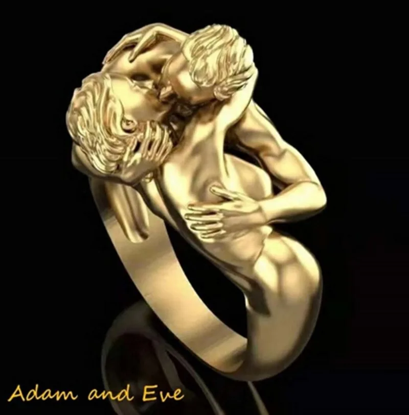 

Fashionable and smooth body love wedding ring gold and silvery body art men's hip hop jewelry