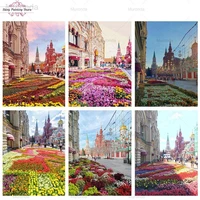 5d diy diamond painting moscow street castle parterre landscape picture of rhinestone diamond embroidery cross stitch home decor