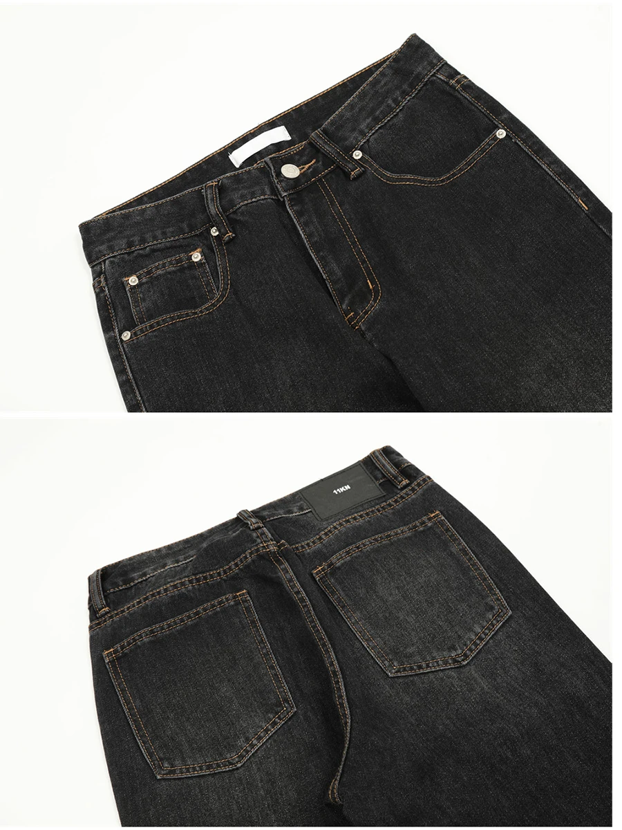 Four Seasons Men Jeans Fashion Patches Embroidered Slim Pants Ins Street New Loose Straight Pants Streetwear Ins Hot Sale Jeans