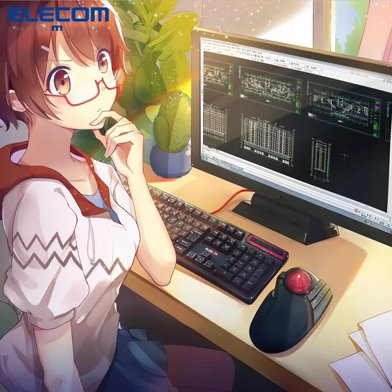 Эргономичная вертикальная мышь ELECOM трекбольная беспроводная 2 4G 10