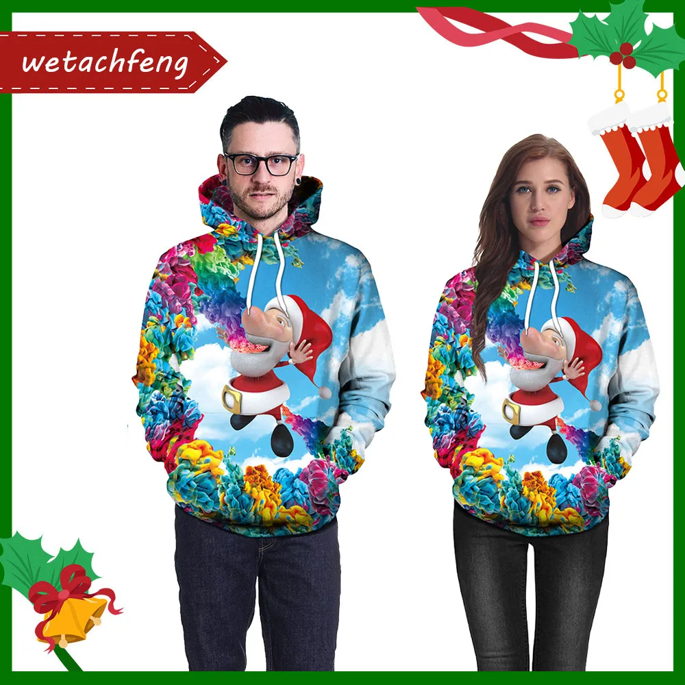 

Funny Novelty Santa Men Women Ugly Christmas Sweater 3D Printed Christmas Jumper Hooded Sweatshirts Autumn Winter Xmas Pullover