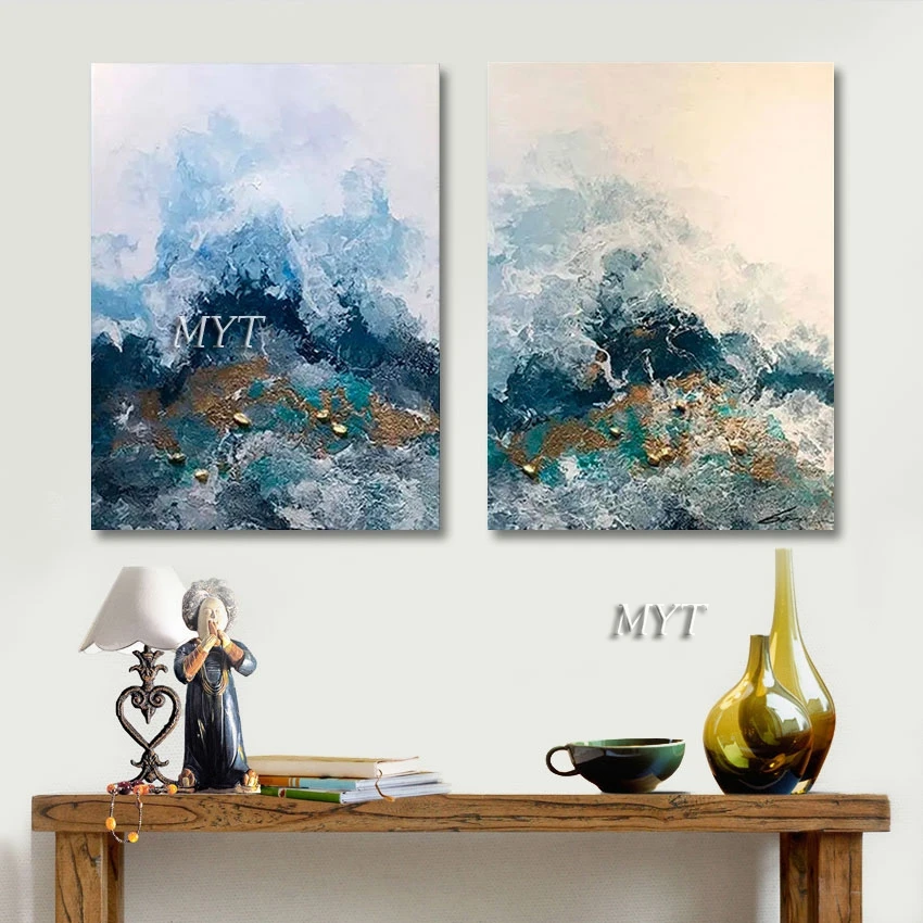 

Настенные картины ручной работы, современное искусство и ремесло, Золотая фольга, абстрактная фотография, большой декоративный ресторан без рамки