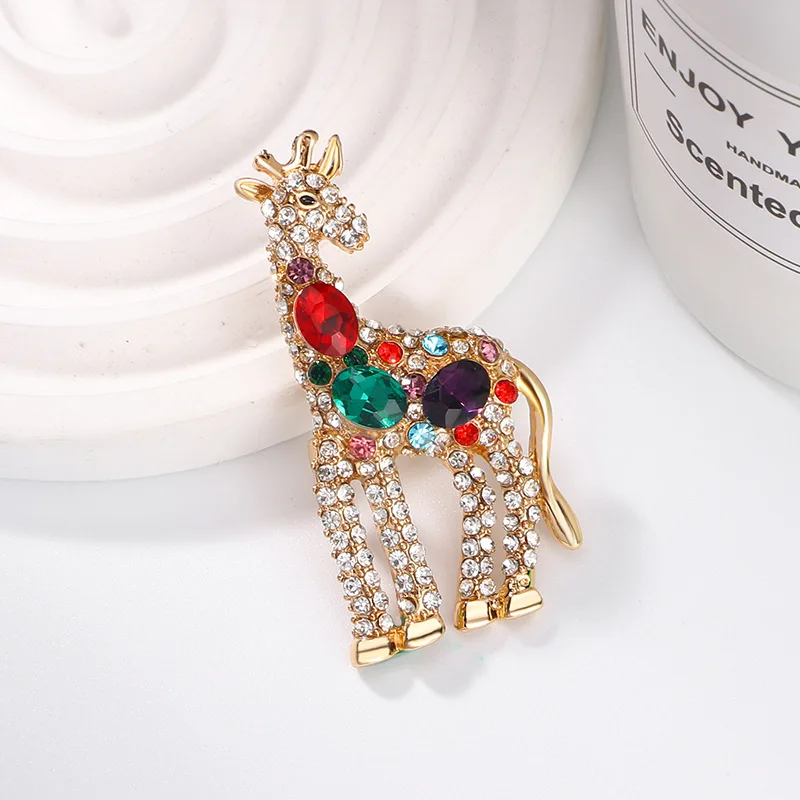 Винтажная цветная брошь в виде жирафа со стразами и для женщин новая модная